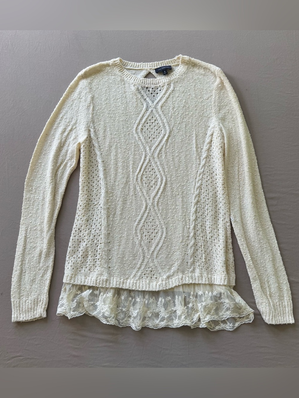 The Limited Boho Ruffle Lace Hem Knit Sweater